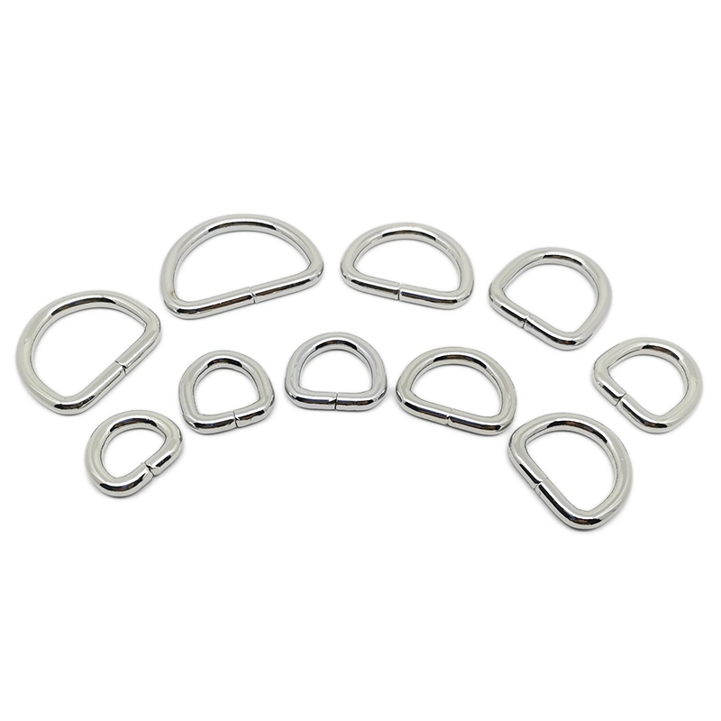 Various Size Cheap Rolling Electroplating Nickle Color Metal D Ring Buckle for Bags Strap