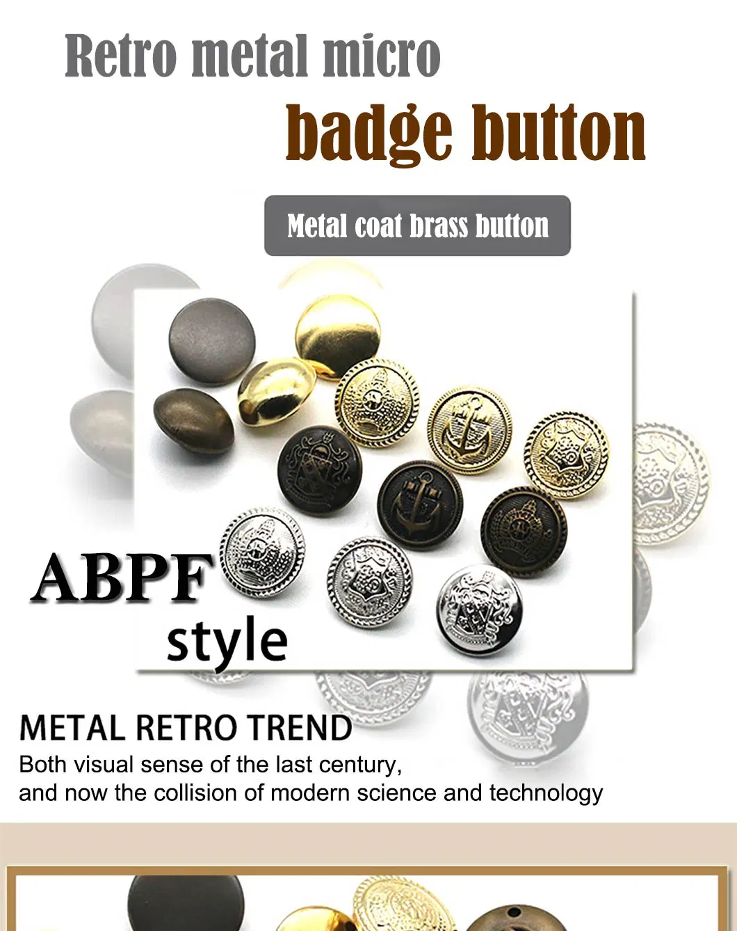 Embossed Brand Pattern Logo Zinc Alloy Shank Button Custom Metal Uniform Shank Buttons for Garment Accessories