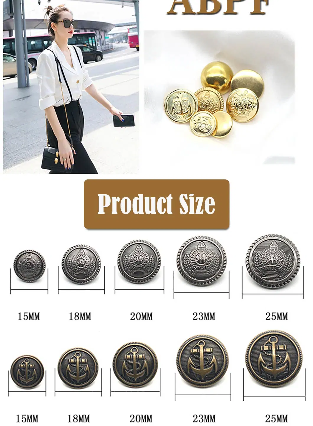 Embossed Brand Pattern Logo Zinc Alloy Shank Button Custom Metal Uniform Shank Buttons for Garment Accessories