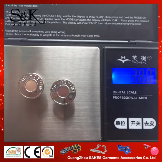 의복을 위한 고품질 주문 상표 금속 금관 악기 움직일 수 있는 청바지 단추